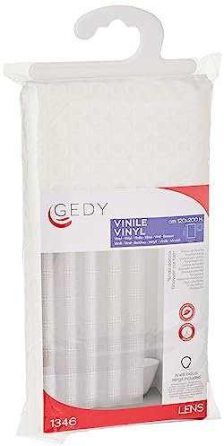 Gedy | Lens Tenda Doccia in Peva, Finitura Bianca, Dimensioni 200 x 120 x 0,1 cm e Peso 0,225 kg