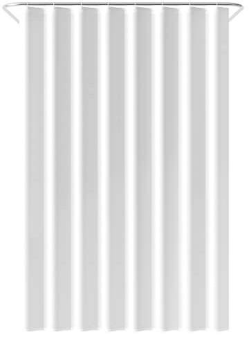 Loti Living Rideau de Douche Anti-moisissure 120 x 200 cm – Blanc – Polyester – avec Anneaux – Rideaux de Douche - Shower Curtain - Tissu Lavable en Machine