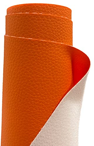 A-Express Premium Gekörnt Wasserdicht Kunstleder Gekörnt Lederimitat Texturiert Lederstoff Meterware - 100cm x 140cm (Leuchtend Orange)