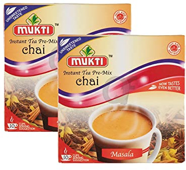Mukti Masala Tea Unsweetened 140g - Instant Masala Tea – Masala Tea Pre-Mix – Tea Masala Powder - Unsweetened Version (Pack of 2)