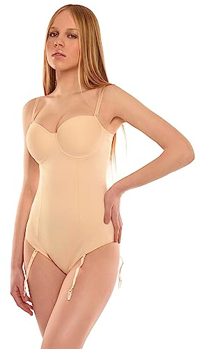 Istintiva Dalila - Figurformender Body Shaper Damen mit eleganten, abnehmbaren Strapsen - Vorgeformte Cups mit Bügel