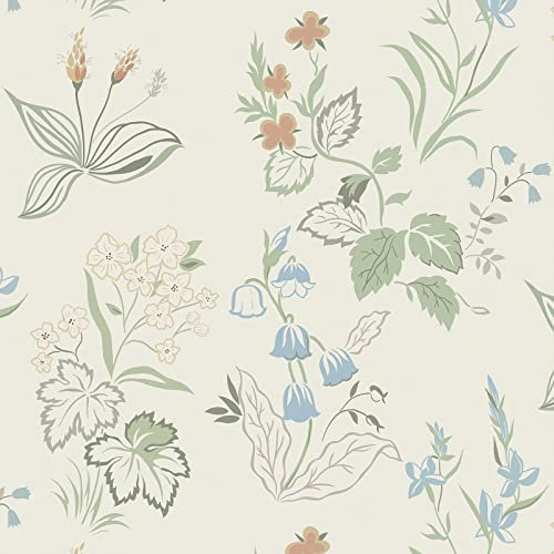 CiCiwind Peel and Stick Wallpaper Floral Contact Paper 39×500cm Beige Green Flower Leaf Wallpaper Self Adhesive Wallpaper Sticky Back Plastic Removable Living Room Bedroom Wall Cabinet Vinyl Film