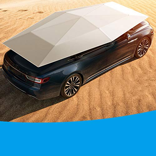 Semi-Automatic Carport Car Tent Automatic, Folding Remote Control Car Umbrella with Removable Charger, Movable Carport Canopy for Outdoor Camping Tent,Blue