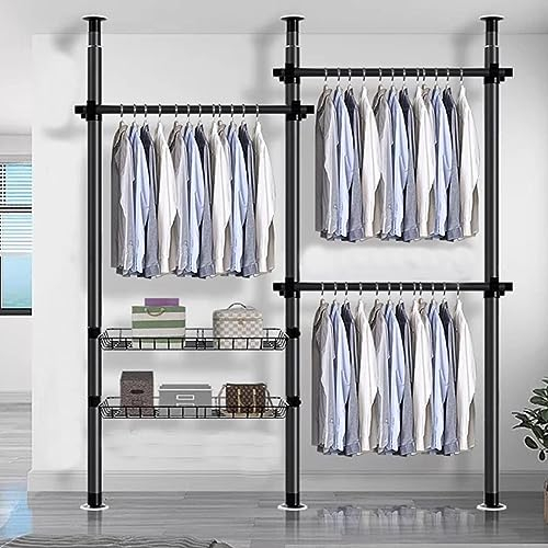 Yesbon Teleskopstange Garderobenständer, begehbarer kleiderschrank System, Teleskop-Kleiderschrank vom Boden bis zur Decke für Schlafzimmer Wohnzimmerschränke Ohne Bohren,C