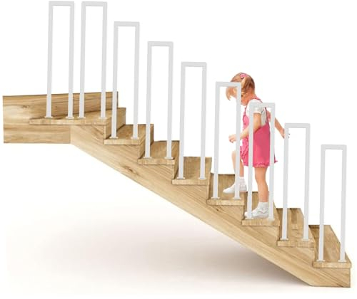 Ogimeka Treppengeländer Innen, U Förmig Geländer Treppe Weiß, Treppengeländer Außen, Metall Handlauf Treppe für Villen, Balkone, Flure, Wohnungen, Drinnen und Draußen (85x20cm, Weiß)