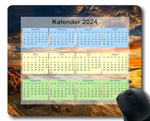 YENDOSTEEN 2024 Kalender Mauspad,Spiel Naht Mousepad,Computerzubehör Mousepad,Oberflächenhintergrund-Texturlicht 2024 Kalender Horizontale Version Natur Gaming Mauspad