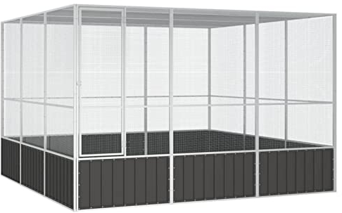 NITCA Voliere Vogelkäfig Außen Vogelhaus 302,5x324,5x211,5 cm Vogelkäfig Wellensittiche Groß Außenvoliere Anthrazit Aufzuchtkäfig Außenvoliere Käfig Papageienkäfig Innen Außen Verzinkter Stahl