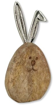 Holz und Metall Osterdeko Holz und Metall Osterei mit Hasenohren 9,5 x 18cm Ostereier Oster-Deko Tisch Dekoration