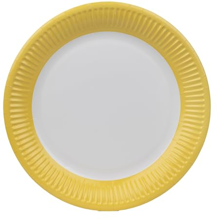 Talking Tables 8 platos de papel amarillo para fiestas de cumpleaños, platos redondos desechables de color sólido, barbacoas, pícnic, baby shower infantil, 23 cm