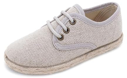 Zapy U400341 - Zapatilla de Lino en Color Beige con Suela de Esparto con Cordones de la Marca Zappy Talla: 32, 499268-32