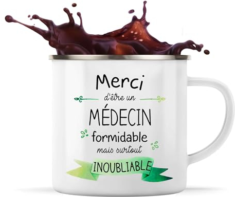 Planetee Tasse Médecin Inoubliable Homme 360 ml | Mug Émaillé Métallique | Idée Cadeau Collègue Travail Retraite