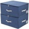 Amonsen Paquete de 2 cajas de almacenamiento rígidas plegables con cremallera de 3 lados, cajas de plástico resistentes, divisor extraíble, 60 l, para ropa pesada, ropa de cama, almohadas, color azul