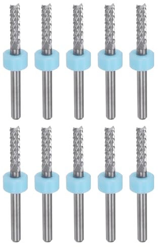 sourcing map 10pcs End Mill Bits 3.175mm Solid Carbide CNC Router Bits Engraving Cutter Tools for PCB Circuit Board Milling Machine Wood Carving, 1/8 Straight Shank