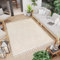 TAPISO Rio Loop Teppich Outdoorteppich mit Fransen Linien Vierecke Geometrisch Muster Beige Creme Terasse Balkon Wintergarten 160 x 230 cm