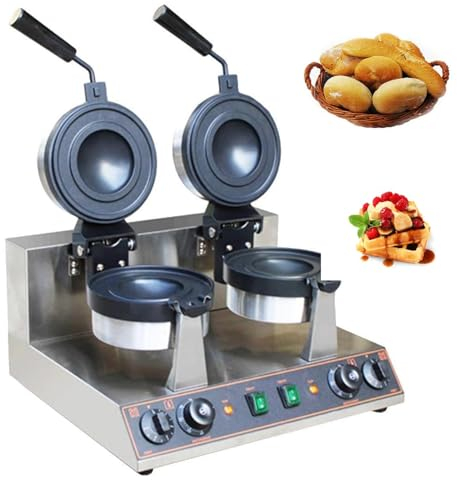 FANYING Commercial Burger Waffle Maker,Stainless Steel Electric Waffle Maker,Non-stick Hamburger Cooking Machine for Snack Bar Bakeries,Double