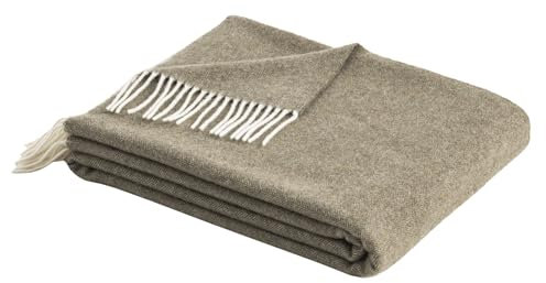 bugatti Wolldecke 150x200 cm - Merinowolle & Cashmere, hochwertig und kuschelweich, Merinodecke grün einfarbig