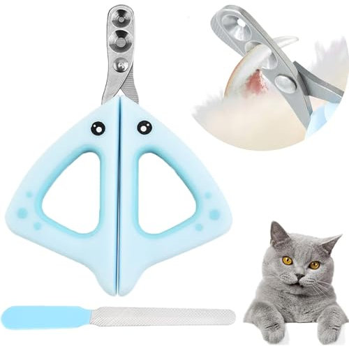 Cat Nail Clippers with Safety Guard, Cat Claw Clipper with 2mm&4mm Positioning Hole, Cat Nail Trimmer Professional Kitten Nail Clipper for Cat Rabbits Hamsters Birds&Other Small Animals(Blue)