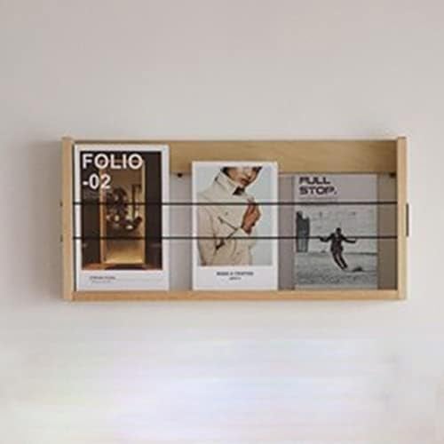 Dokumentenhalter Aus Naturholz, Wand-Zeitschriftenständer Aus Holz, 8 cm Tiefer Schwebender Bücherregal-Organizer Für Die Wand, Badezimmer-Dekor/Spic-Rack,64x8x30 cm