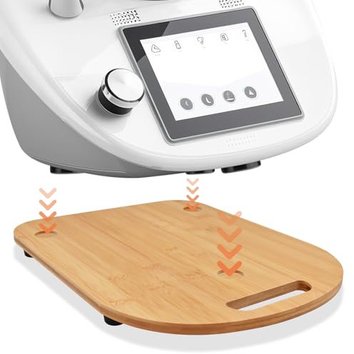 JNUYISW Tabla Deslizante para Thermomix TM6 TM5, Estable y Fácil de Mover Tabla deslizante de Bambú Cómodas asas Base Deslizante Thermomix TM6 con Ruedas Accesorios para Thermomix TM6 TM5
