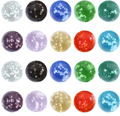 Cosswe Glasmurmeln 20 Stück Bunte Glasmurmeln Leuchtmurmeln Leuchten Im Dunkeln 16mm Kinder Bunt Murmeln Leuchtende Murmeln Glas für Murmelspiel Kinder Marmorbahn-Spiel Heimdekoration