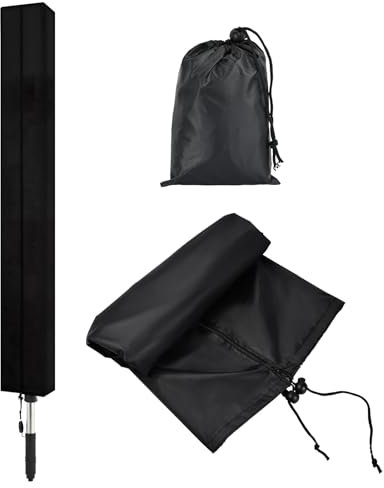 volumoon Wäschespinne Schutzhülle, Drehbare Wäscheleinenabdeckung, mit Reißverschluss, Schutz Vor Staub, Wasserdicht, UV-Beständig, Schutzhülle für Wäscheschirme (Schwarz, 180x16x16cm)