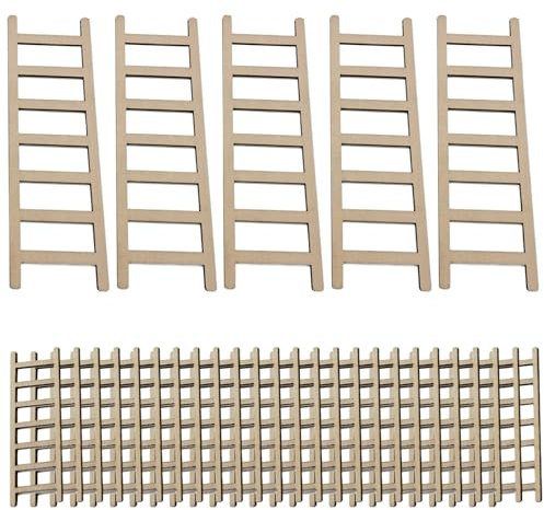 Mini Escalera de Juguete Mini Escalera 40 Piezas de 2.4 Pulgadas decoración de Escalera pequeña y 5 pcs 5.9 Pulgadas escaleras de Madera pequeñas, para Manualidades de Bricolaje, Accesorios