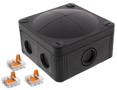 Wiska 10110872 Combi 607 Junction Box, 110x110x66mm, Black, 3 x Wago 221-613