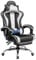 Yaheetech Gaming Chair for Adults, Ergonomic Video Game Chair with Massage Lumbar Support and Footrest Swivel, Height Adjustable Reclining Computer Racing Gamer Chair with Headrest - Black/White