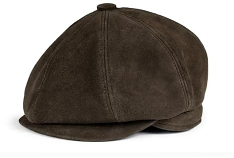 WENH Ballonmütze for Herren, Leder, Entenschnabel, dünne Baskenmützen, for Herren/Damen, Freizeit, Kaffee/Braun, 54–61 cm, taillierte Cabbie-Haube