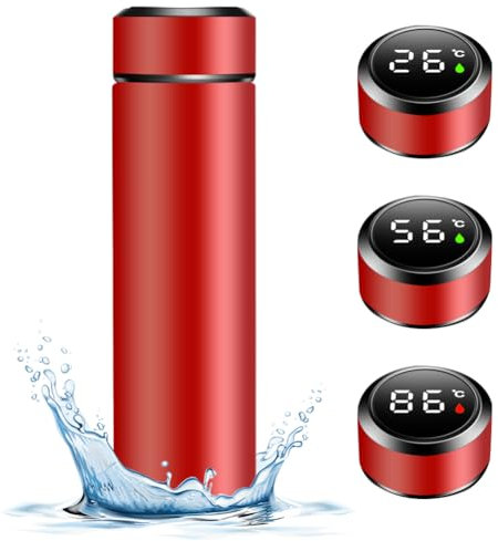 Thermos da 500 ml, con indicatore di temperatura a LED, in acciaio inox 304, thermos con touch screen a LED, a prova di perdite, senza BPA, per casa, ufficio, viaggi, sport