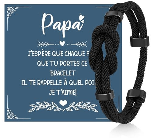 Bracciale in paracord, da uomo, in corda di nautica: braccialetto dell'infinito intrecciato a mano, regolabile, biglietto di auguri, regalo di San Valentino, per uomini, giovani mariti, fidanzati
