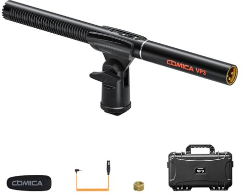 Comica VP3 XLR-Shotgun-Microphone, Supercardioid Condenser Microphone for Camera, Camcorder, Professional Video Recording, Content Creation, Film and TV Production (New Version)