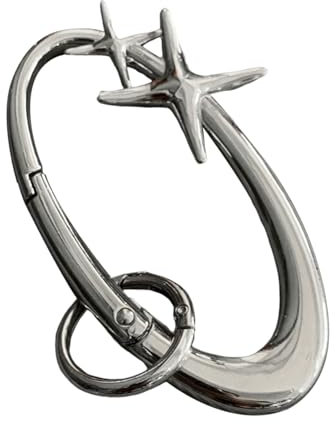 Sternkarabiner-Schlüsselanhänger – Schlüsselschnalle aus mattem Chrom für Tasche, Gürtel und Geldbörse – cooles Y2K-Modeaccessoire