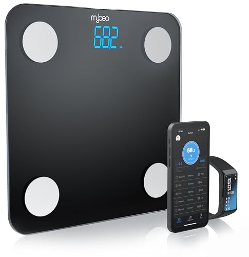 Digitale Bluetooth Körperwaage mit App - Körperfettwaage Personenwaage Multifunktionswaage - Waage Personen mit App Steuerung - Körperanalysewaage BMI Körperfett Muskelmasse Knochenmasse