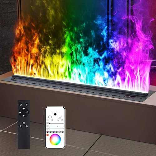 Hoiaost Camino Elettrico A Vapore Acqueo 3D, Camino con Effetto Fiamma A LED A 9 Colori, Camino A Nebulizzazione, Umidificatore per Camino con Riempimento Automatico dell'Acqua,180cm