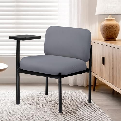 COMHOMA Accent Chair Fabric Modern Upholstered Tub Chairs with 180°Rotating Small Table Thick Soft Padded Seat Metal Legs Lounge Occasional Bedroom Chair