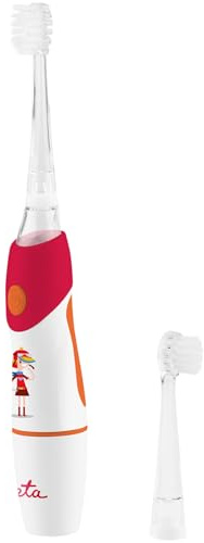 ETA Sonetic Kinder Schallzahnbürste mit Licht I Sonic MOVE+ Technologie I microBUBBLES I 2 Aufsätze (0–4 & 5–10 Jahre) I Timer I wasserfest I Rot