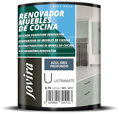 JOVIRA PINTURAS Vernice per rinnovare i mobili di cucina, bagno e porte, Ultra Opaca all'acqua. (750 Millilitri, Blu Grigio Profondo)