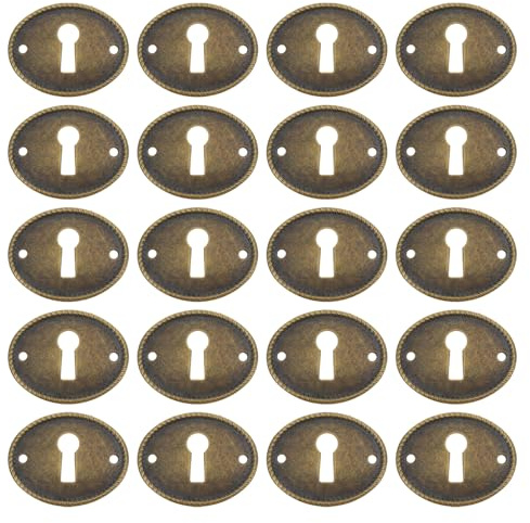 FUTUREORYY 20pcs Cache-serrure Ovale en Fer Vintage pour Portes et Boîtes, Bords Lisses, pour Projets de Restauration de Meubles Classiques