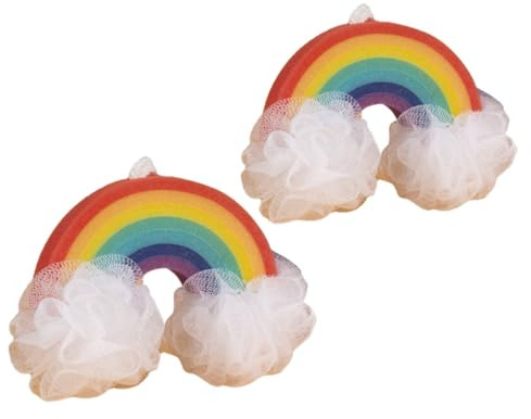 Baluue 2 Stück Kinder Badeschwämme in Regenbogenform Sanftes Peeling und Schaumgenerierend Schwämme aus Pe Schaumstoff für Badewanne Bunt und Freundlich für Babys und Kleinkinder
