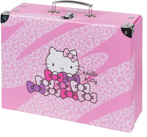 Baagl Kinderkoffer Pappkoffer Spielzeugkoffer Klappkoffer - Hello Kitty | Faltkoffer und Spielkoffer für Kunstunterricht oder Schulbedarf bieten als faltbarer Kinder Koffer Platz für Spielzeug.
