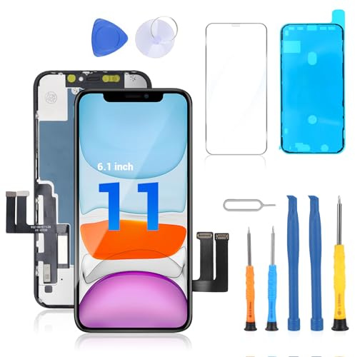Quodudu Display für iPhone 11,LCD 6.1 Bildschirm Ersatz Touchscreen 3D Touch Digitizer Rahmen Montage und Reparaturkits (Modelle A2111, A2223, A2221)