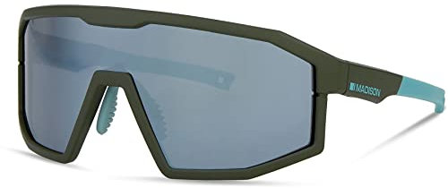 Madison Enigma Cycling Sunglasses - Matte Olive Frame, 3 Lens Set/Bicycle Cycle Biking Bike Mountain Road Eyewear Sun Glasses Eye Wear Protection Accessories Trail Enduro Anti Glare Multi Shade