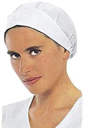 Cuffia Bianca da Lavoro in Cotone, Misura Unica (1 x cuffietta Senza Rete, Bianco)