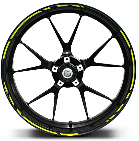 Felgenrandaufkleber Speed Design 12 Teilig Komplett-Set -Finest Folia passend für 17 Zoll & 16 18 19 Felgen Motorrad Auto Fahrrad MR002 (Neon Gelb)