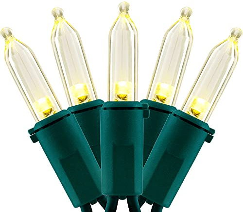 YULETIME 200 Count Warm White LED Christmas Lights, 66 Feet Green Wire UL Certified Commercial Grade Holiday String Light Set (Warm White)