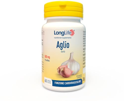 LongLife® Aglio | Estratto vegetale titolato all'1% in alliina | 1000mg dose giornaliera | Funzione cardiovascolare, pressione arteriosa, trigliceridi | 1 mese di trattamento | Senza glutine e vegano