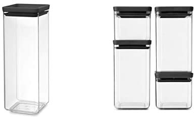 Brabantia Tasty+ Barattolo, Plastica, Dark Grey + Tasty+ Barattolo, Plastica, Dark Grey