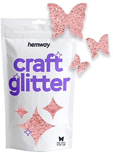 Hemway Craft Glitter - Butterfly Shaped 50g Rose Gold | Metallic Sequin for Resin & Epoxy Crafts | Supplies for Tumblers, Cards, Jewellery, Candle, Hair, Face, Body & Nail Art