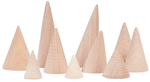 FINGERINSPIRE - Set di 10 portafogli in legno, supporto per anelli, espositore per gioielli fai da te, 10 diverse dimensioni, altezza 3,8-7,8 cm